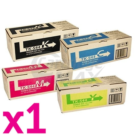 4 Pack Original Kyocera TK-544 Toner Cartridges FS-C5100DN [1BK,1C,1M,1Y]