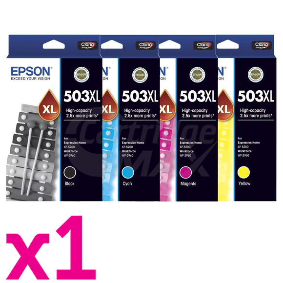 4 Pack Epson 503XL Original High Yield Inkjet Cartridge Combo C13T09R192 - C13T09R492 [1BK,1C,1M,1Y]