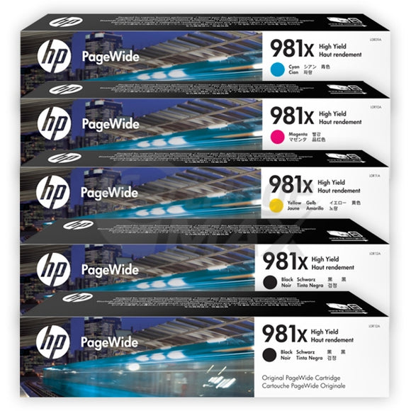 5 Pack HP 981X Original High Yield Inkjet Combo L0R12A - L0R09A [2BK,1C,1M,1Y]