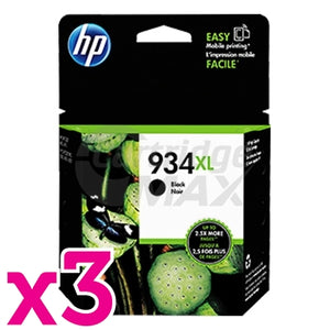 3 x HP 934XL Original Black High Yield Inkjet Cartridge C2P23AA - 1,000 Pages