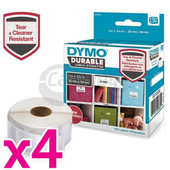 3 x Dymo SD1976411 Original Black On White Durable Label Roll 25mm x 54mm - 160 labels per roll