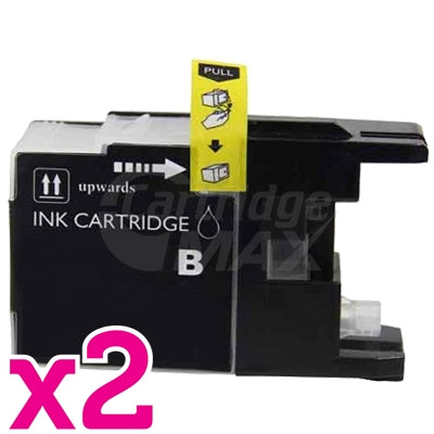 2 x Brother LC73/LC77XLBK Generic Black High Yield Ink Cartridge
