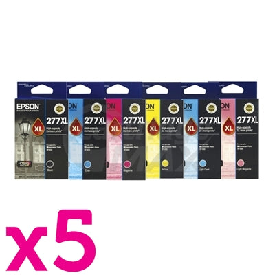 30 Pack Epson 277XL Original High Yield Inkjet Cartridges [5BK,5C,5M,5Y,5LC,5LM]