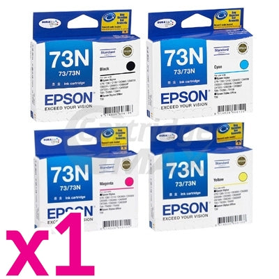 4 Pack Epson Original T0731-T0734 [73N] Series Ink Cartridges [1BK,1C,1M,1Y]