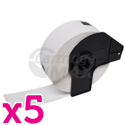 5 x Brother DK-11201 Generic Black Text on White 29mm x 90mm Die-Cut Paper Label Roll - 400 labels per roll