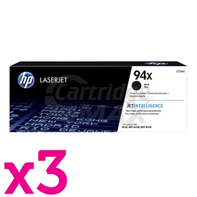 3 x HP 94X CF294X Original Black High Yield Toner Cartridge - 2,800 Pages