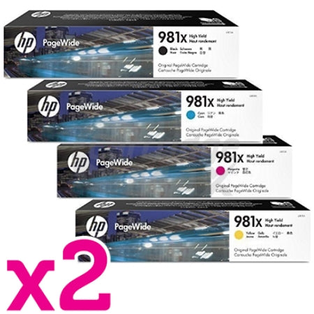 2 Sets of 4 Pack HP 981X Original High Yield Inkjet Combo L0R12A - L0R09A [2BK,2C,2M,2Y]