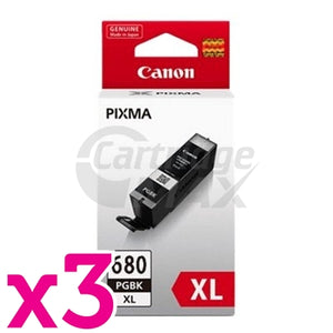 3 x Canon PGI-680XLBK High Yield Original Black Inkjet Cartridge