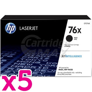 5 x HP 76X CF276X High Yield Original Black Toner Cartridge - 10,000 Pages
