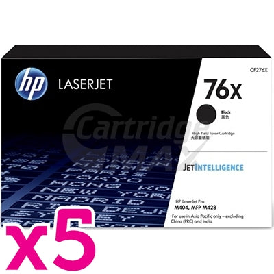 5 x HP 76X CF276X High Yield Original Black Toner Cartridge - 10,000 Pages