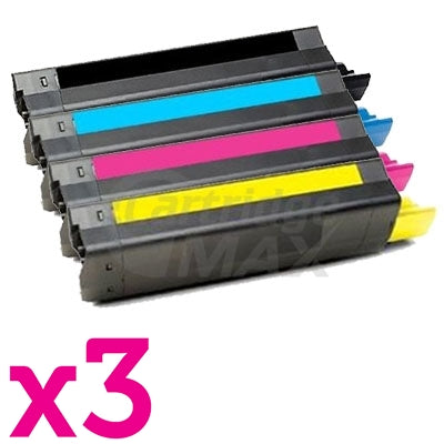 12 Pack OKI Generic C5100/C5200/C5300/C5400/C5400N Toner Cartridges [3BK,3C,3M,3Y]