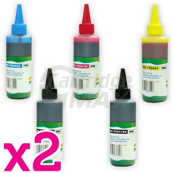10-Pack Generic Epson T664 EcoTank Ink Bottles [4BK+2C+2M+2Y]