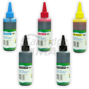 5-Pack Generic Epson T664 EcoTank Ink Bottles [2BK+1C+1M+1Y]