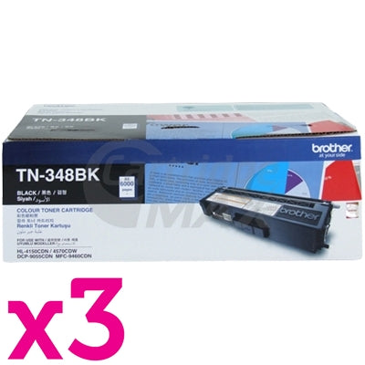 3 x Original Brother TN-348BK Black Toner Cartridge