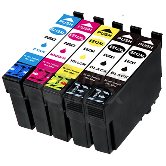 5 Pack Generic Epson 212XL (C13T02X192-C13T02X492) High Yield Ink Cartridges Combo [2BK,1C,1M,1Y]