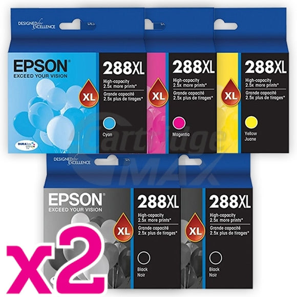 10 Pack Epson 288XL Original High Yield Inkjet Cartridges Combo [4BK,2C,2M,2Y]
