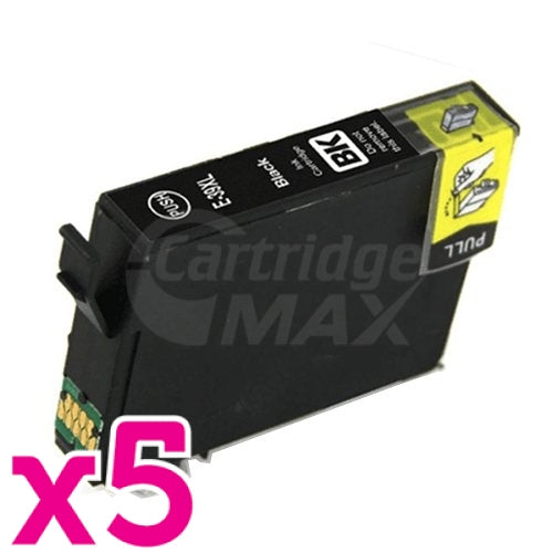 5 x Epson 39XL Generic Black High Yield Inkjet Cartridge C13T04L