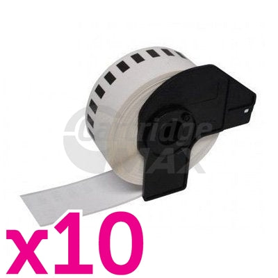 10 x Brother DK-22214 Generic Black Text on White Continuous Paper Label Roll 12mm x 30.48m