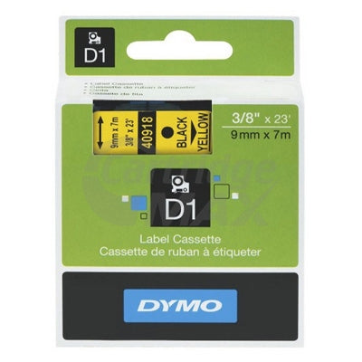 Dymo SD40918 / S0720730 Original 9mm Black Text on Yellow Label Cassette - 7 meters