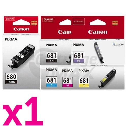 6 Pack Canon PGI-680 CLI-681 Original Inkjet Cartridges Combo [1BK,1PBK,1C,1M,1Y,1PB]