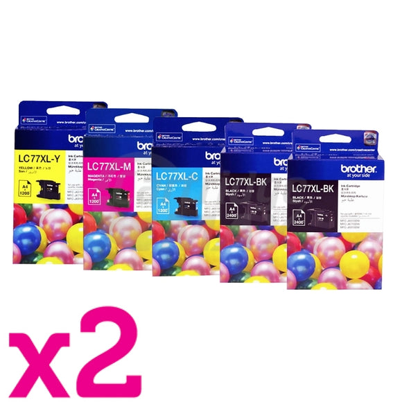 10 Pack Original Brother LC-77XL High Yield Ink Combo [4BK+2C+2M+2Y]