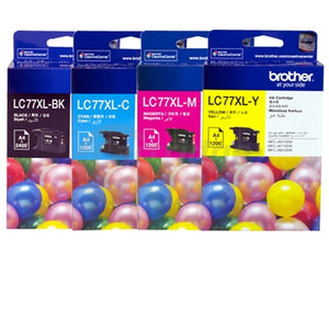 5 Pack Original Brother LC-77XL High Yield Ink Combo [2BK+C+M+Y]