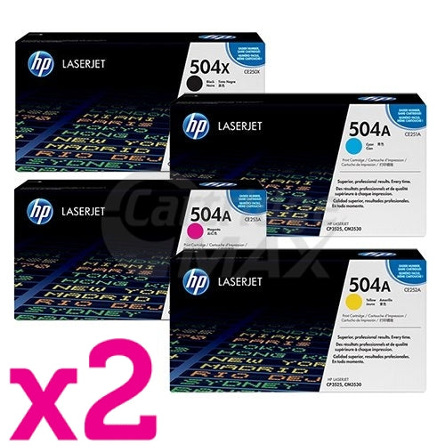 2 sets of 4 Pack HP CE250X-CE253A (504X/504A) Original Toner Cartridges [2BK,2C,2M,2Y]