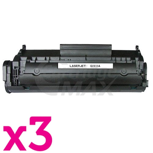 3 x HP Q2612A (12A) Generic Black Toner Cartridge - 2,000 Pages