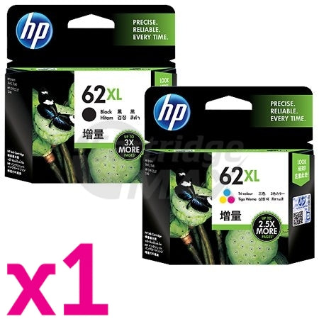 2 Pack HP 62XL Original High Yield Inkjet Cartridges C2P05AA + C2P07AA [1BK,1CL]