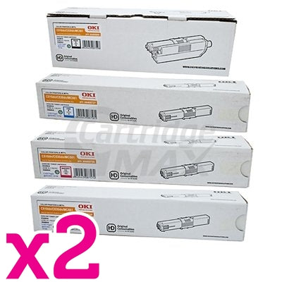 2 Sets of Original OKI C510,C530,MC561 Toner Cartridges (44469806-44469727)