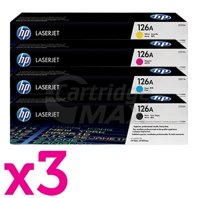 3 sets of 4 Pack HP CE310A-CE313A (126A) Original Toner Cartridges [3BK,3C,3M,3Y]