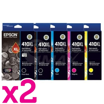 10 Pack Epson 410XL (C13T339192-C13T340492) Original High Yield Inkjet Cartridges [2BK,2PBK,2C,2M,2Y]
