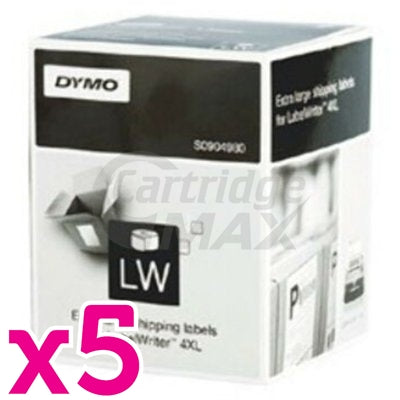 5 x Dymo SD0904980 Original White Label Roll 104mm x 159mm - 220 labels per roll