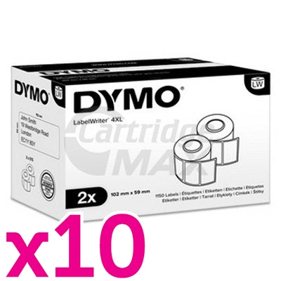 10 x Dymo S0947420 Original White Label 2 Rolls 102mm (W) x 59mm (H)  - 575 labels per roll