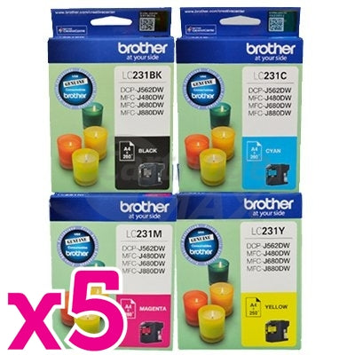 20-Pack Brother LC-231 Original Ink Combo [5BK,5C,5M,5Y]
