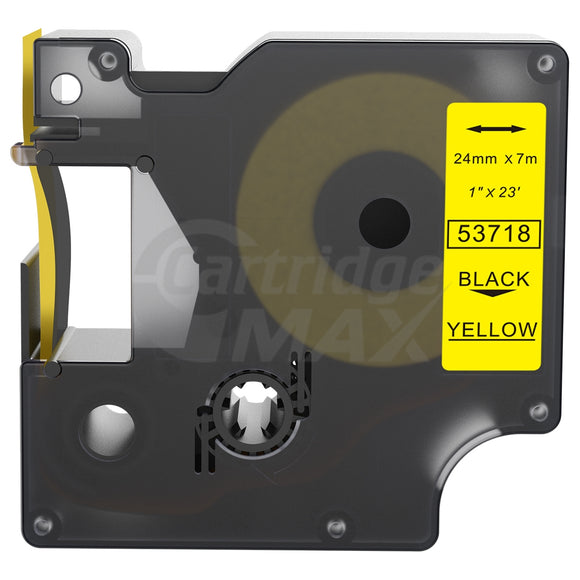 Dymo D1 SD53718 / S0720980 Generic 24mm Black Text on Yellow Label Cassette - 7 meters