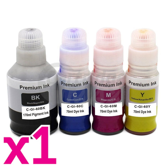 4-Pack Generic Canon GI60 Ink Bottle [1BK,1C,1M,1Y]