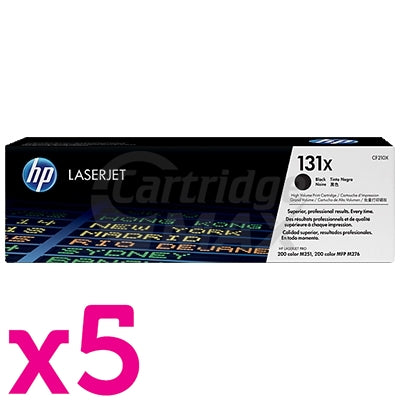 5 x HP CF210X (131X) Original Black High Yield Toner Cartridge - 2,400 Pages