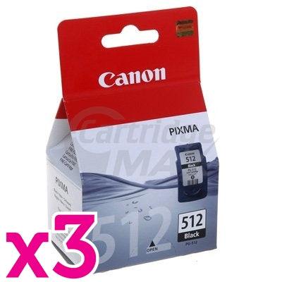 3 x Canon PG-512 Black High Yield Original InkJet Cartridge