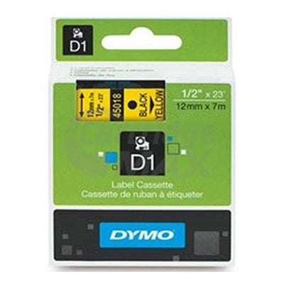 Dymo SD45018 / S0720580 Original 12mm Black Text on Yellow Label Cassette - 7 meters