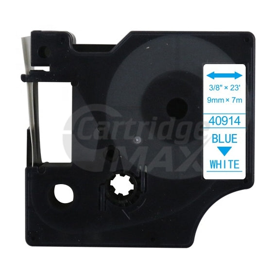 Dymo SD40914 / S0720690 Generic 9mm Blue Text on White Label Cassette - 7 meters