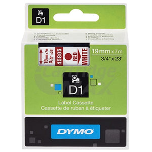 Dymo SD45805 / S0720850 Original 19mm Red Text on White Label Cassette - 7 meters
