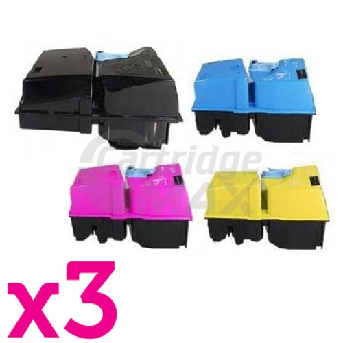 3 Sets of 4 Pack Compatible for TK-825 Toner Cartridges suitable for Kyocera KMC-2520, KMC-2525, KMC-3225, KMC-3232, KMC-4035E [3BK,3C,3M,3Y]