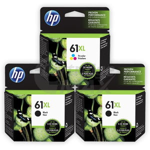 3 Pack HP 61XL Original High Yield Inkjet Cartridges CH563WA + CH564WA [2BK,1CL]