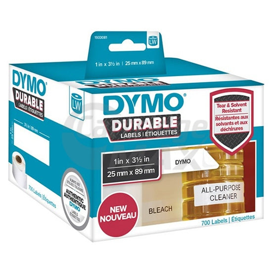 Dymo 1933081 Original Durable Industrial White Label Roll 25mm x 89mm - 700 labels per roll