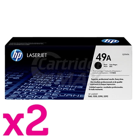 2 x HP Q5949A (49A) Original Black Toner Cartridge - 2,500 Pages