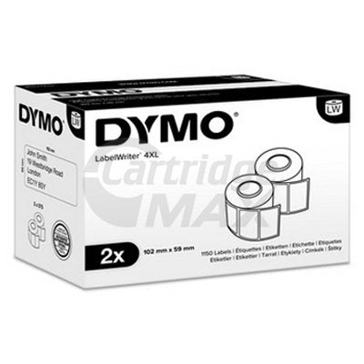 Dymo S0947420 Original White Label 2 Rolls 102mm (W) x 59mm (H)  - 575 labels per roll