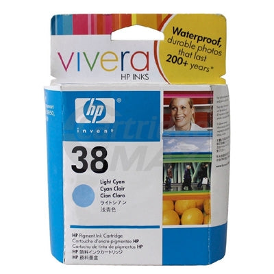HP 38 Light Cyan Original Pigment Inkjet Cartridge C9418A - 1,080 PHOTO
