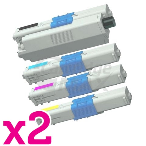 2 Sets of 4 Pack Generic OKI C301 / C321 Toner Cartridges Combo (44973545-44973548) [2BK,2C,2M,2Y]