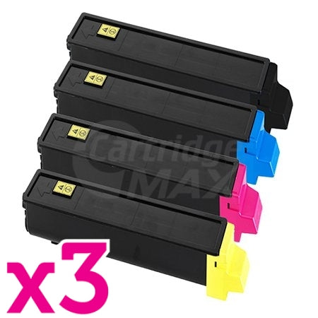3 sets of 4 Pack Compatible TK-544 Toner Cartridges For Kyocera FS-C5100DN [3BK,3C,3M,3Y]